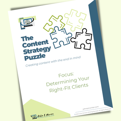 Downloadable resource for determining your right-fit clients, one of the first steps in small business content marketing.
